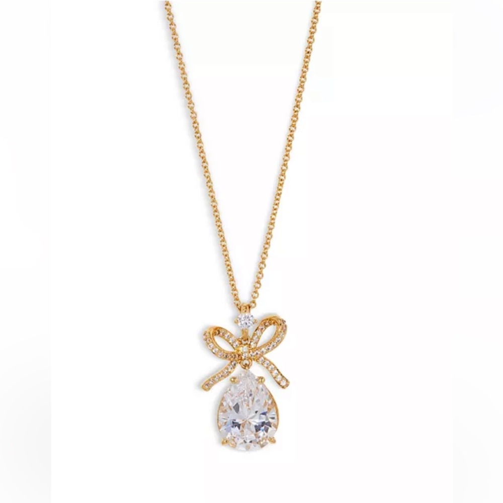 Nadri Macaron Cubic Zirconia Pear Bow Pendant
Necklace 16-18"